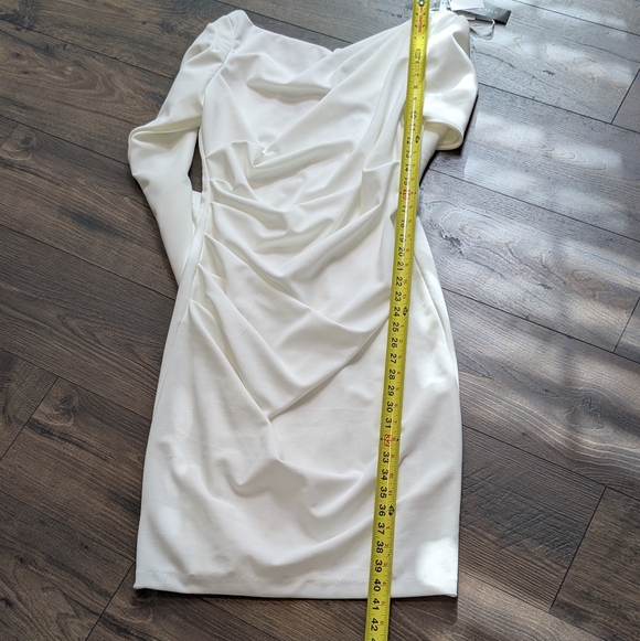 Betsy & Adam White Cape Sleeve Dress - Picture 7 of 10